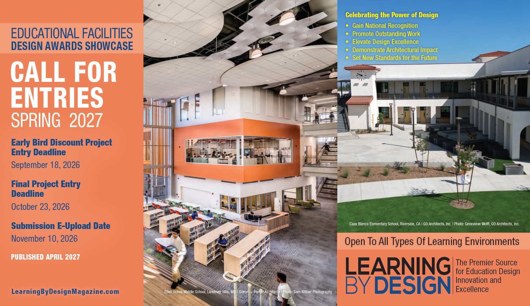 Spring 2027 Learning By Design Educational Facilities Design Call for Entries brochure